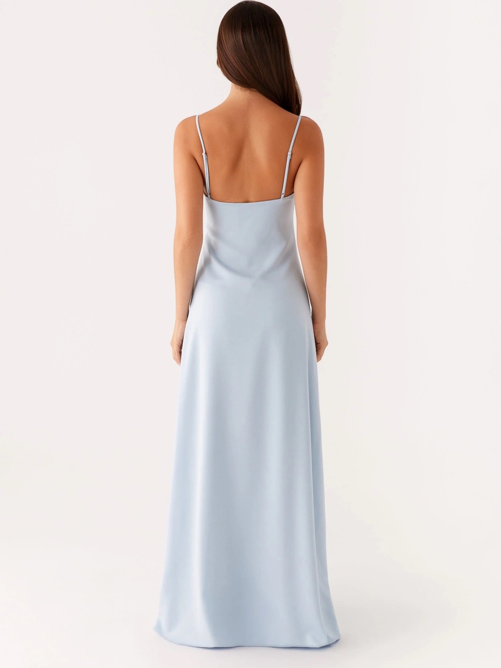 Peppermayo Aster Bloom Light Blue Satin Maxi Dress, Wedding Guest Evening Wear - Picture 3 of 5
